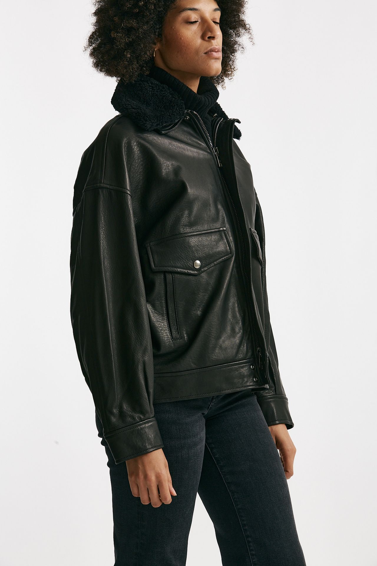 Giubbino over in pelle nero women Giorgio brato - 6