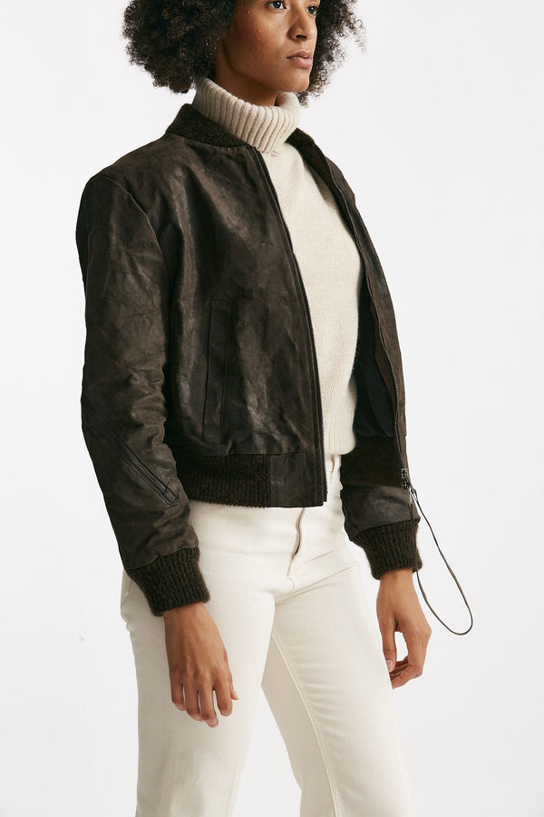 Bomber in pelle vegetale marrone women Giorgio brato