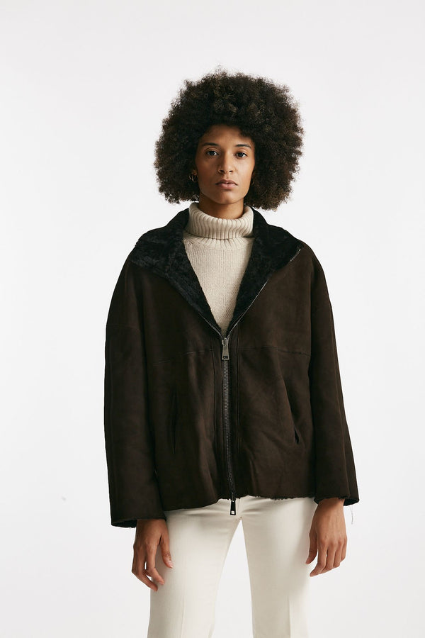 Giaccone reversibile in shearling testa moro women Giorgio brato