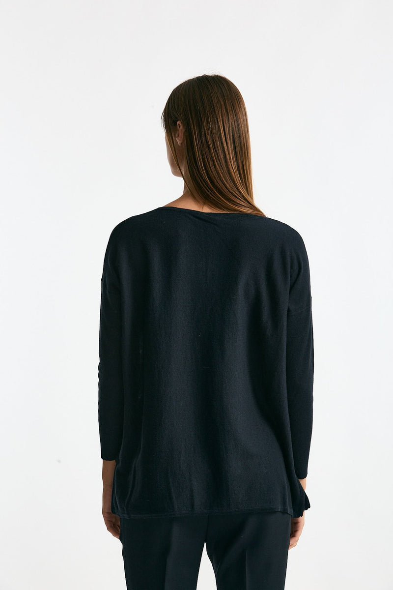 Maglia in seta e cashmere blu women Clouds - 4
