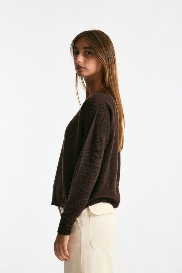 Maglia scollo in cashmere marrone women Clouds