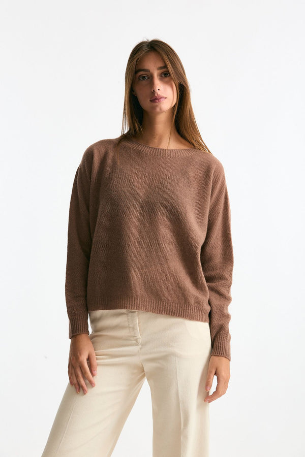 Maglia scollo in cashmere cammello women Clouds