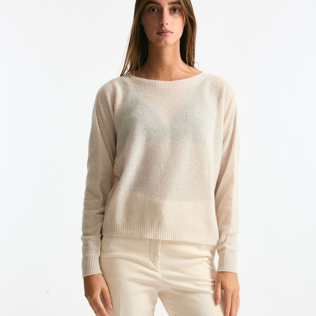 Maglia scollo in cashmere panna women Clouds - 6