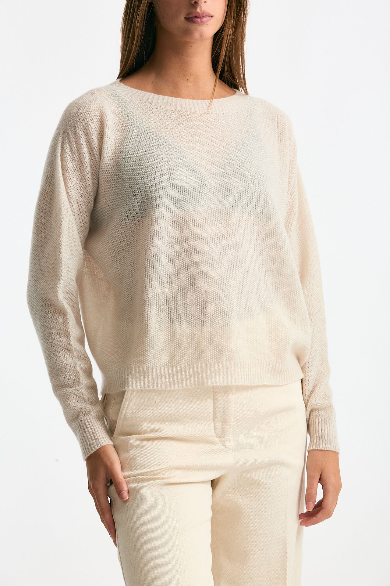 Maglia scollo in cashmere panna women Clouds - 1