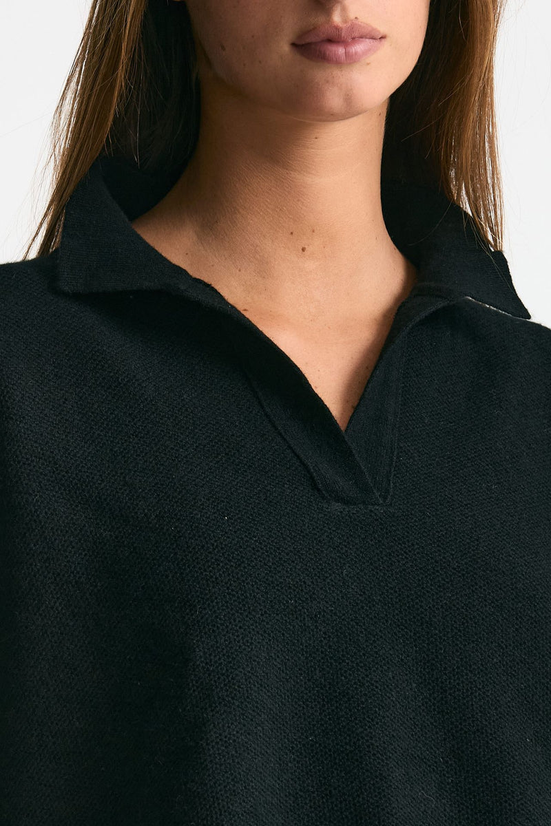Maglia polo in cashmere nero women Clouds - 4