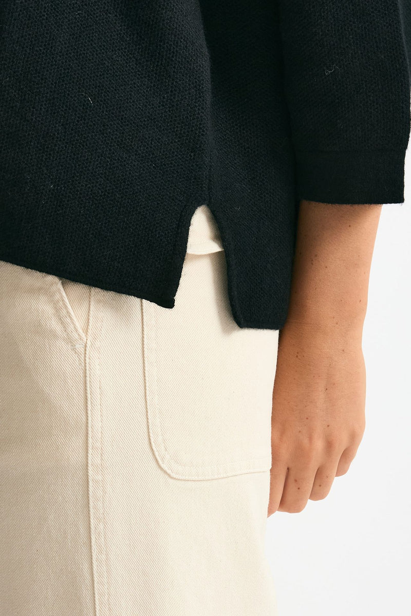 Maglia polo in cashmere nero women Clouds - 5