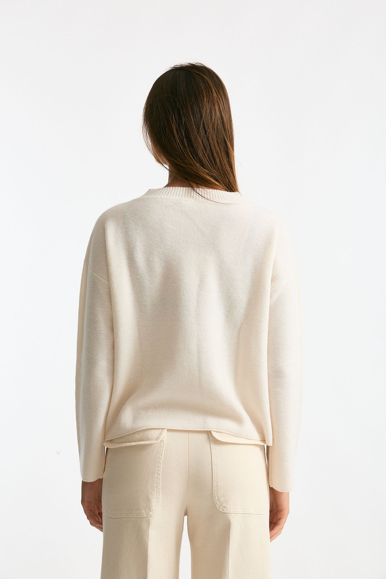 Maglia scollo in cashmere bianco women Clouds - 3