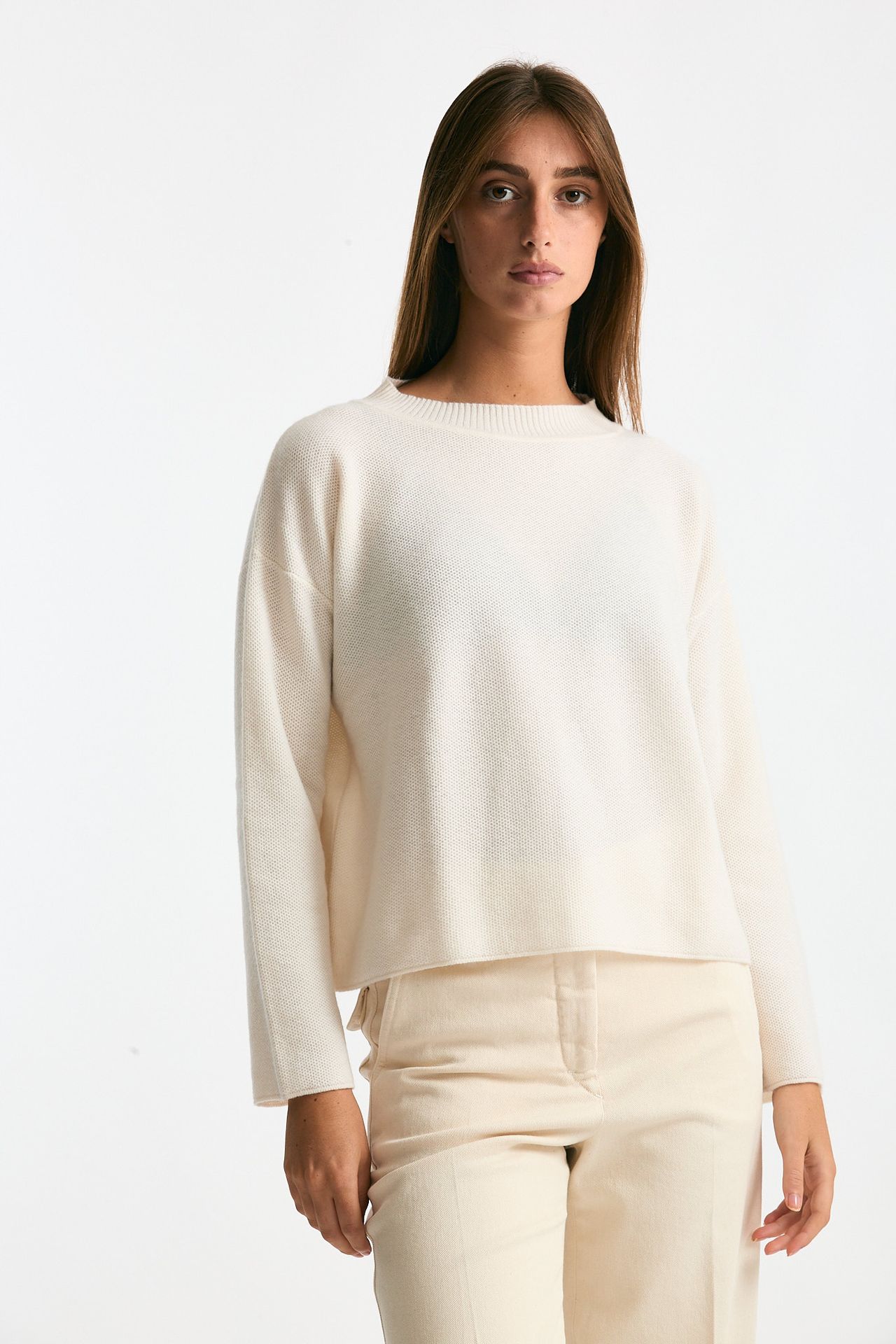 Maglia scollo in cashmere bianco women Clouds - 4