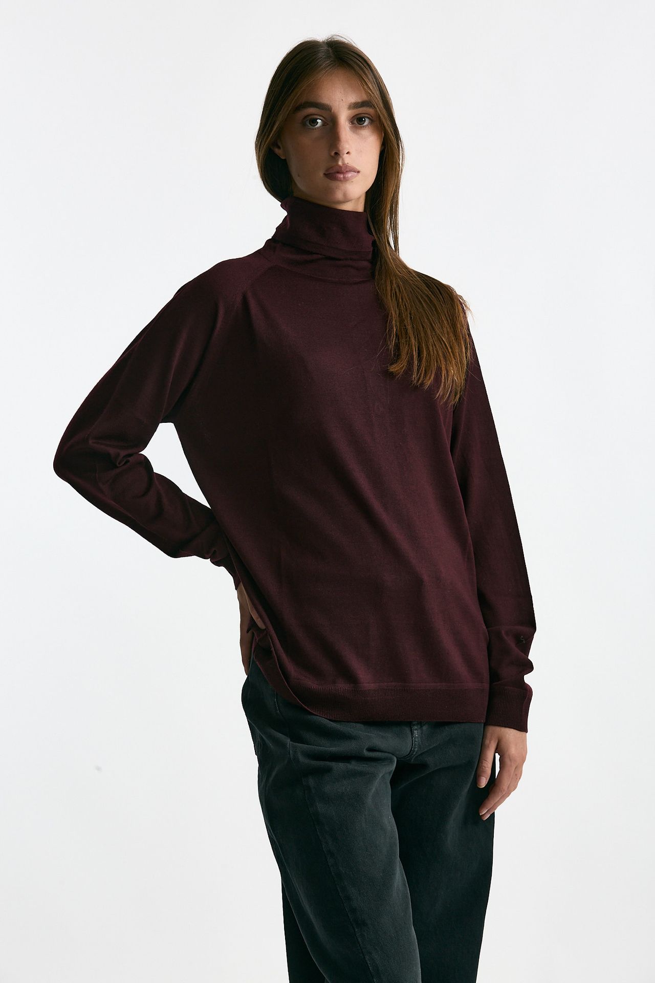 Maglia dolcevita in lana rasata bordeaux women Department five - 5