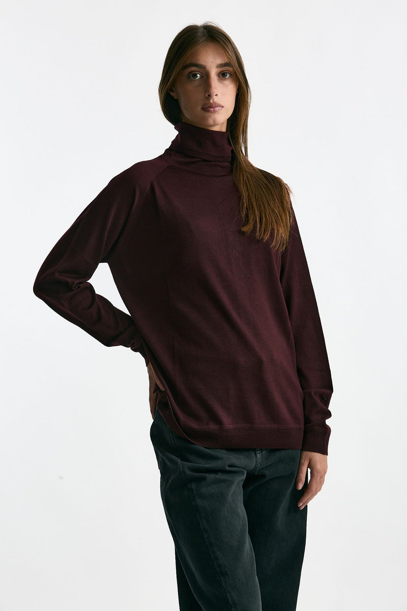 Maglia dolcevita in lana rasata bordeaux women Department five - 5