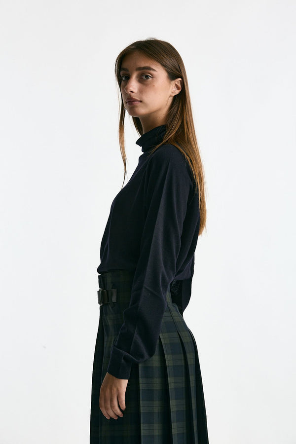 Maglia dolcevita in lana rasata blu women Department five