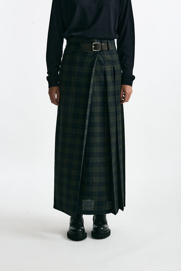 Gonna lunga in tartan blu e verdone women Department five