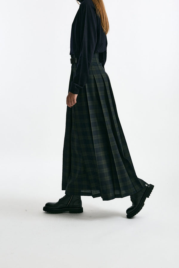 Gonna lunga in tartan blu e verdone women Department five
