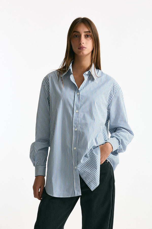 Camicia over HANGAR rigata bianca e blu women Department five