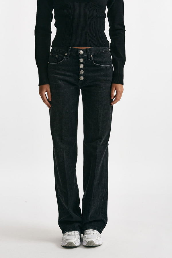 jeans wide leg jackline nero vintage women Dondup