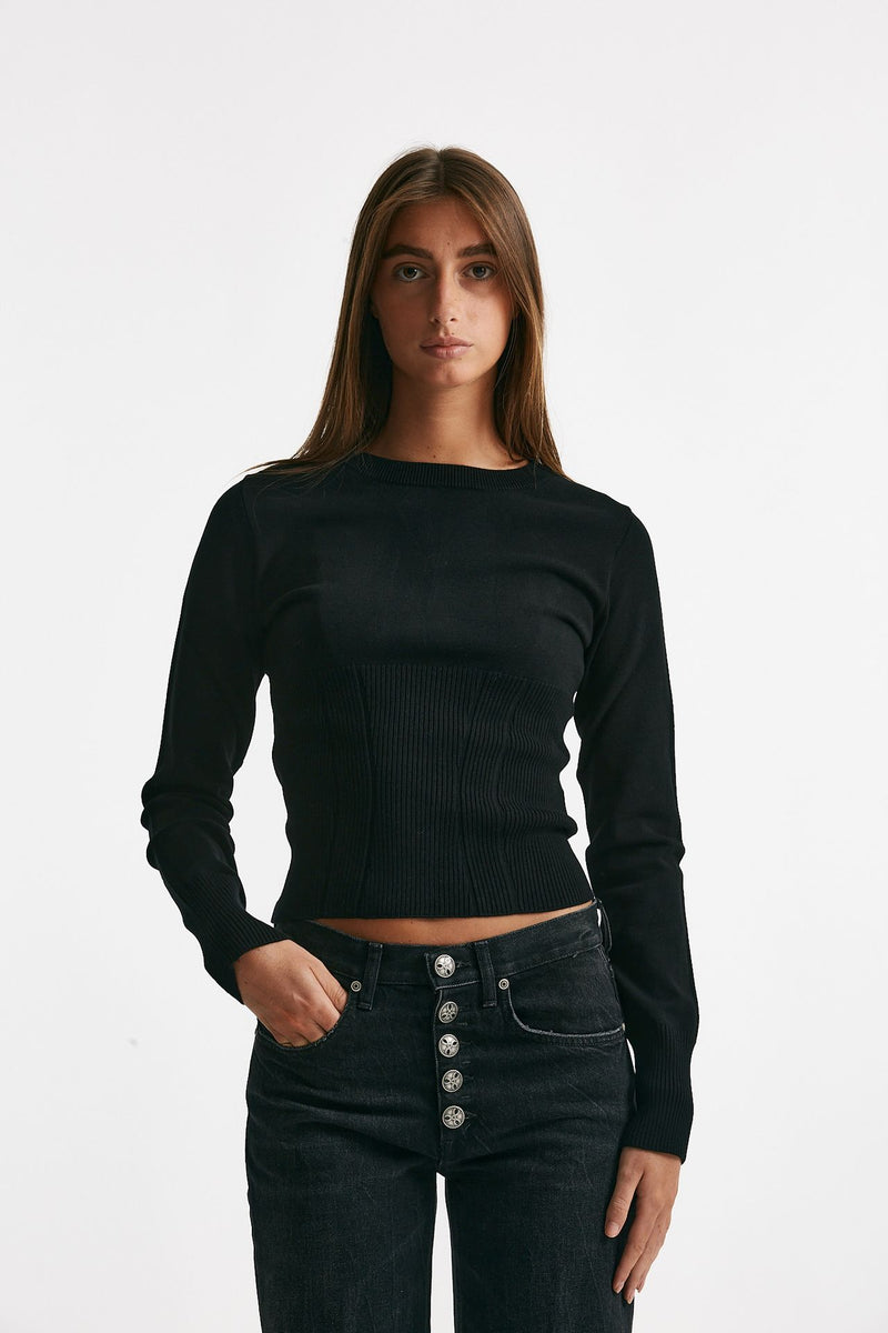 maglia girocollo sciancrata nero women Dondup - 1