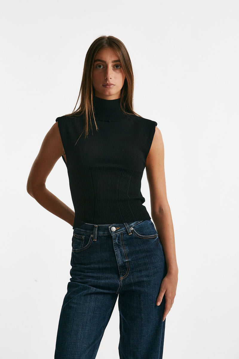 top in viscosa nero collo alto women Dondup - 1