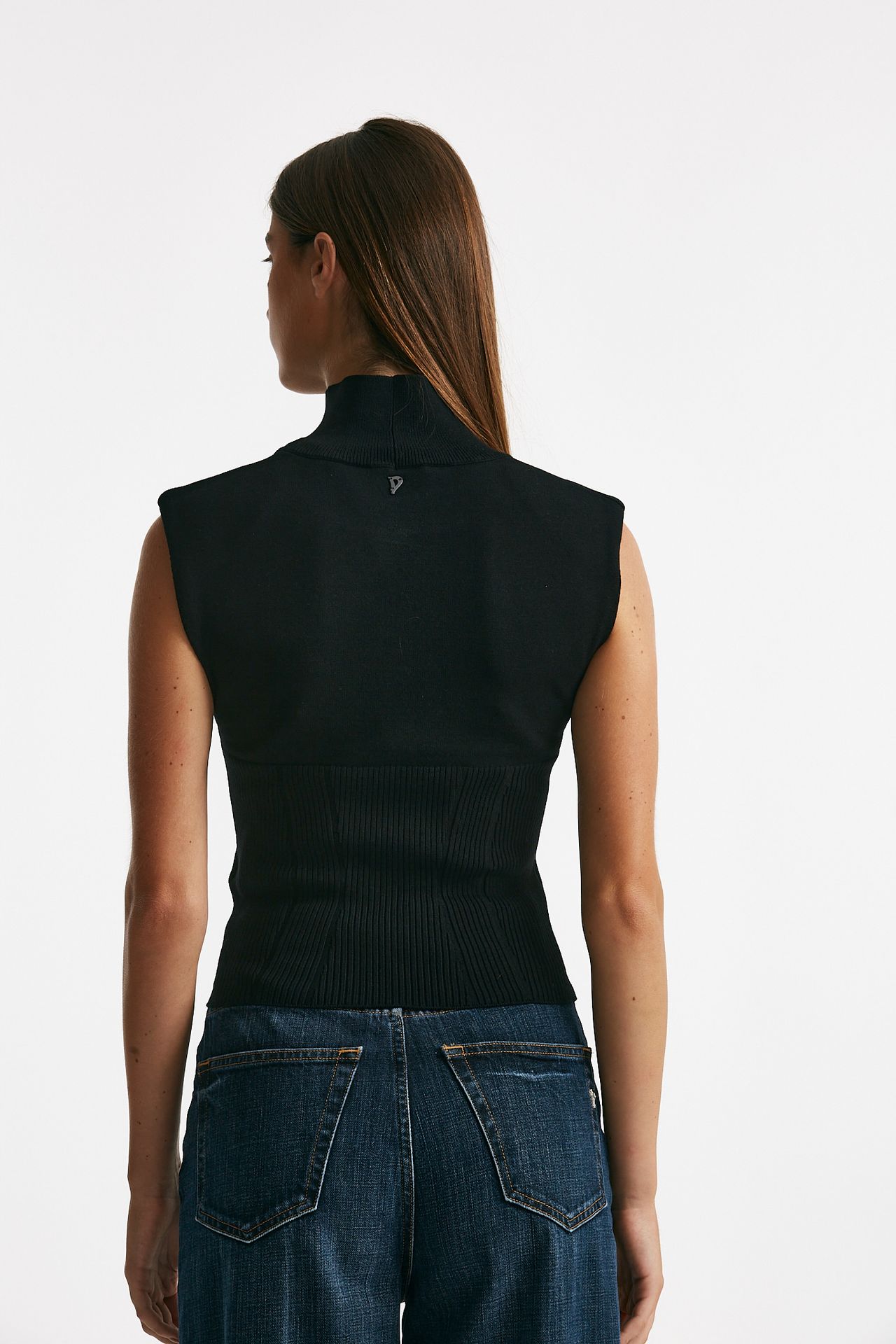 top in viscosa nero collo alto women Dondup - 2
