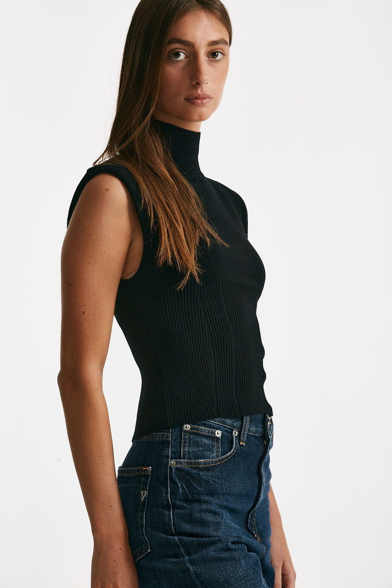 top in viscosa nero collo alto women Dondup - 4