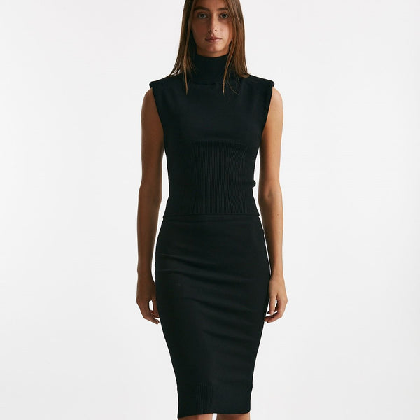 gonna in maglia nero elastico in vita women Dondup