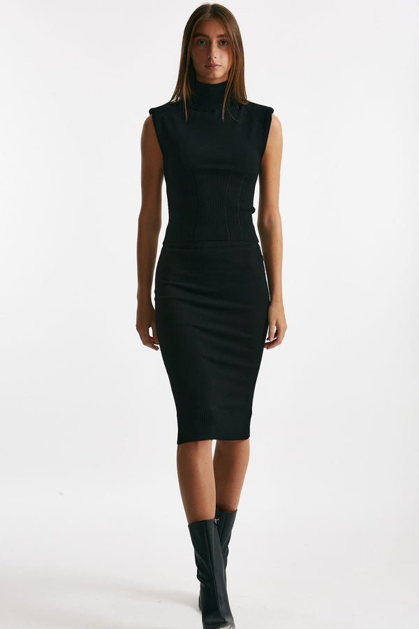 gonna in maglia nero elastico in vita women Dondup