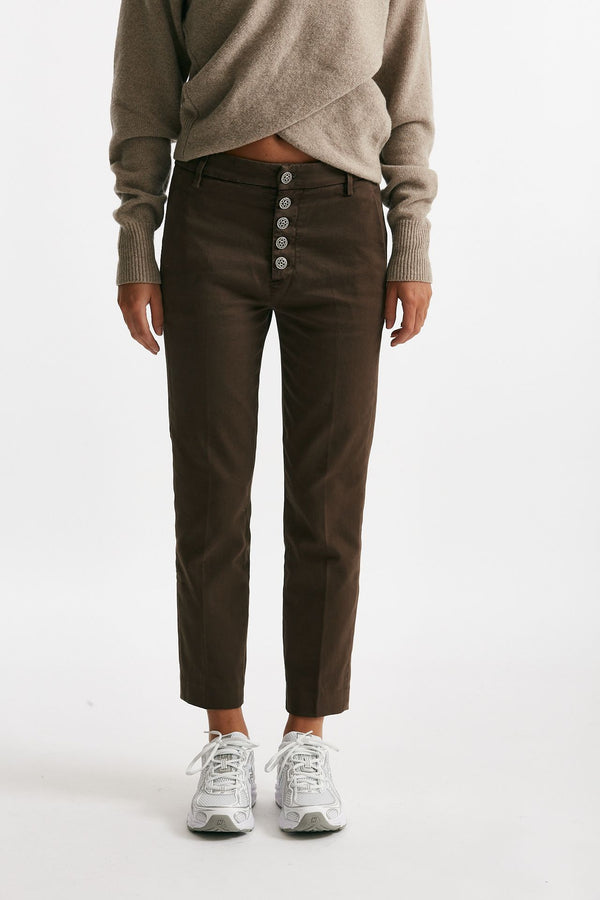 pantaloni nima loose in cotone marrone women Dondup