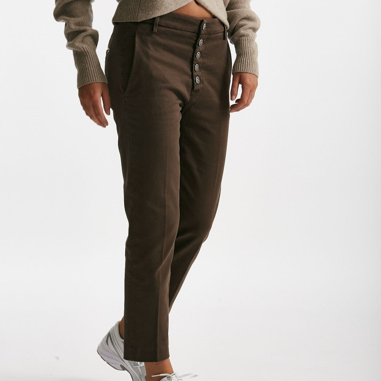 pantaloni nima loose in cotone marrone women Dondup - 8