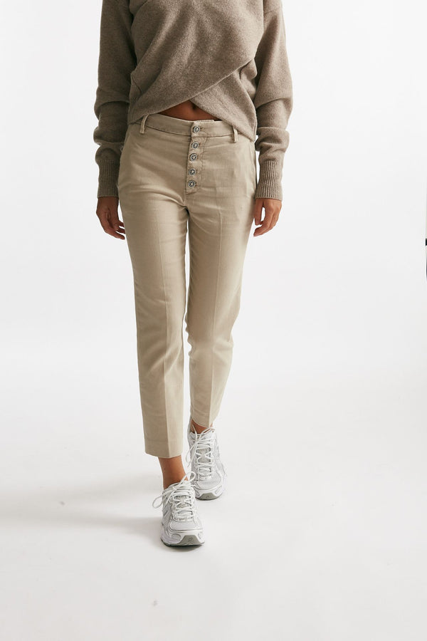 pantaloni nima loose in cotone beige panna women Dondup