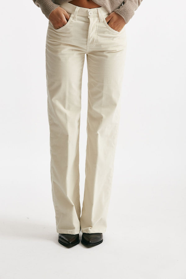 pantalone wide leg in velluto jackline panna women Dondup