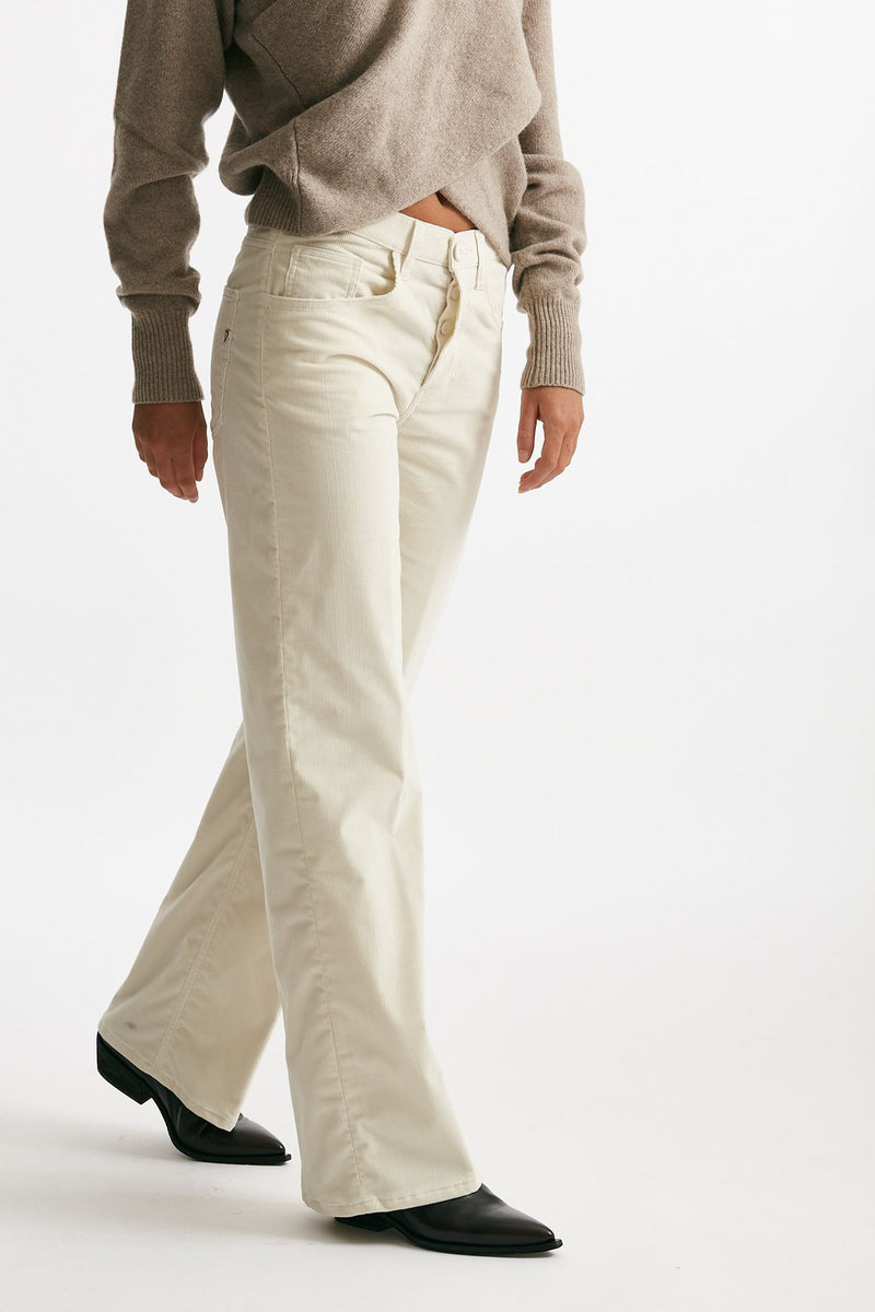 pantalone wide leg in velluto jackline panna women Dondup - 4