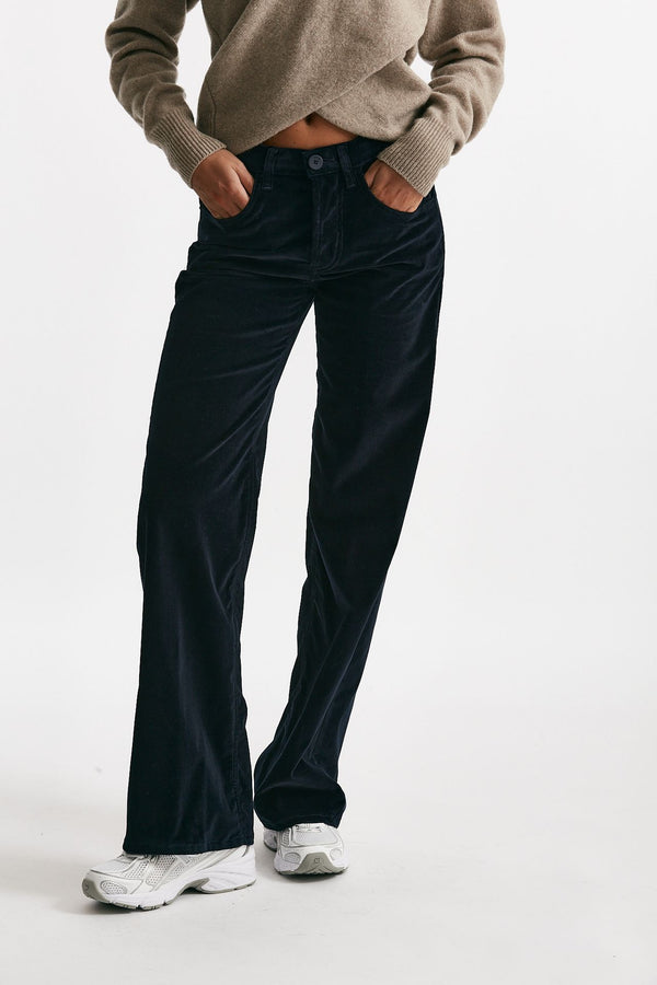 pantalone wide leg jackline in velluto blu women Dondup