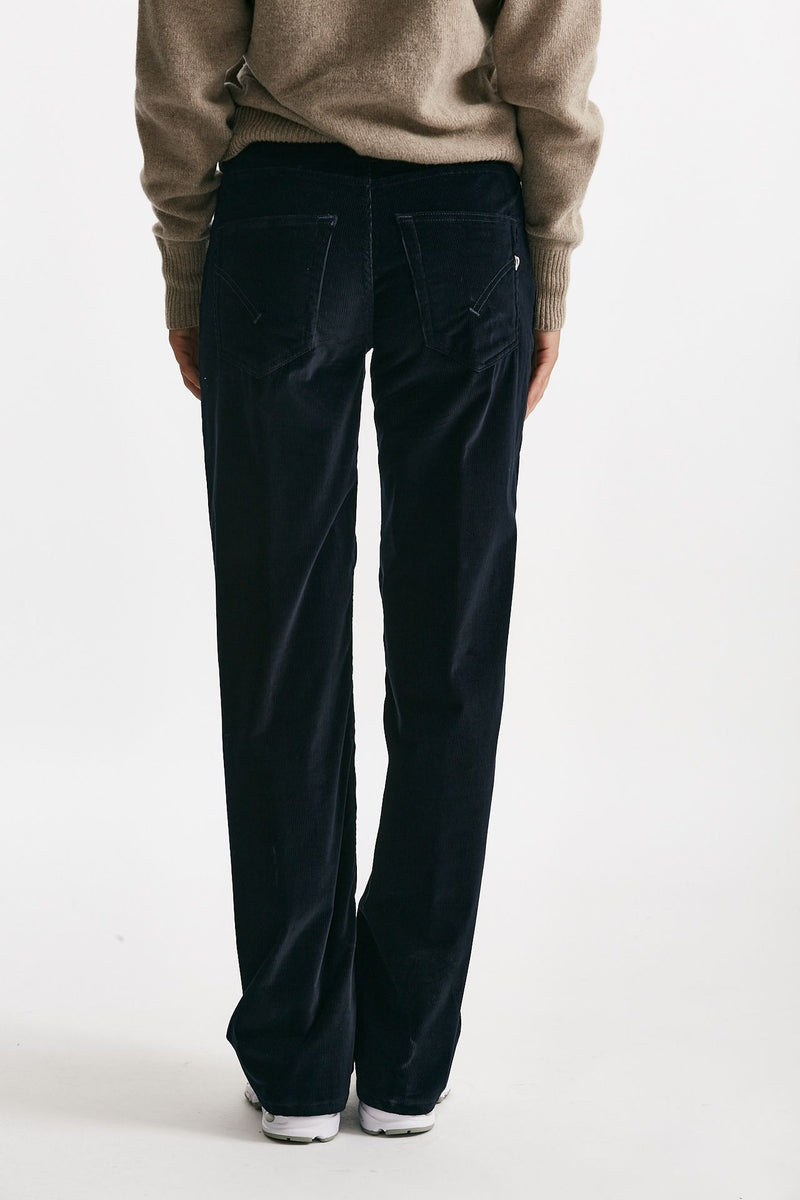 pantalone wide leg jackline in velluto blu women Dondup - 3