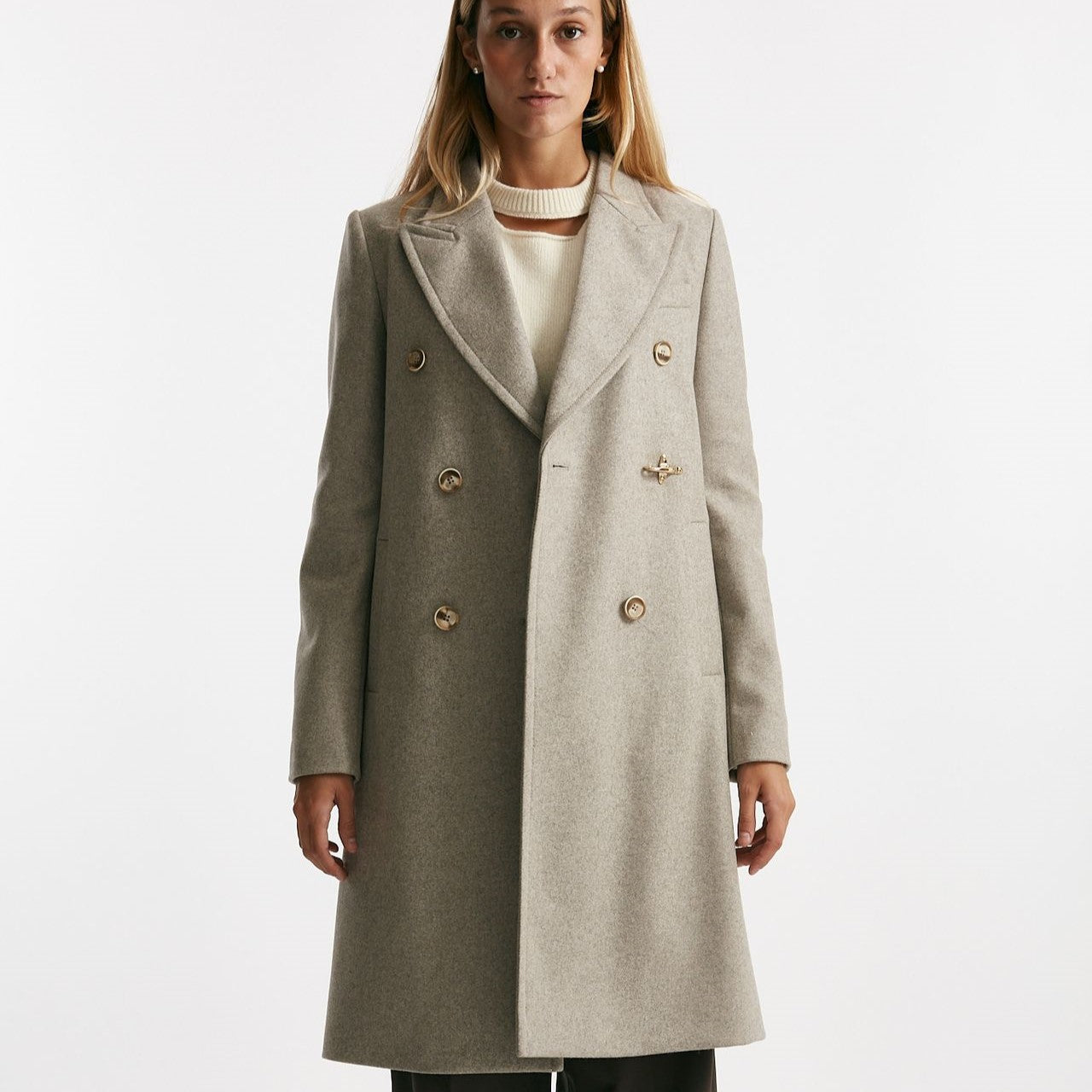 cappotto in panno di lana e cashmere beige women Fay - 9