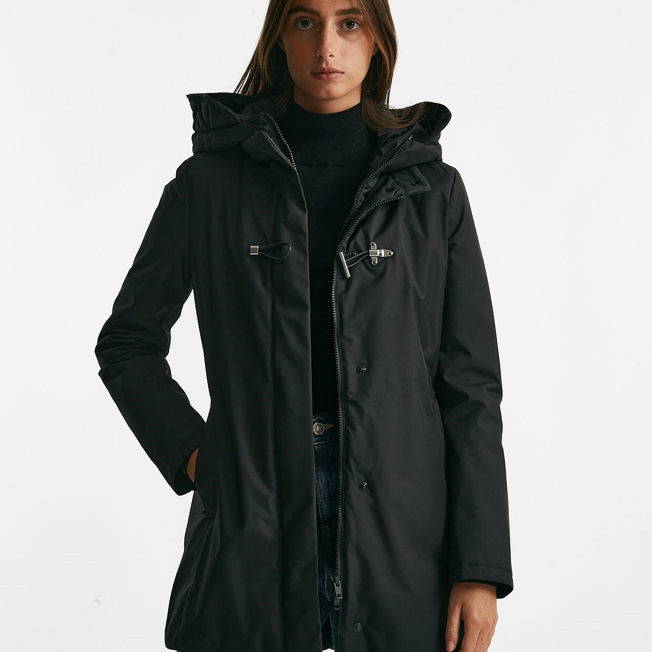 giaccone toggle in gabardina tecnica nero women Fay - 9