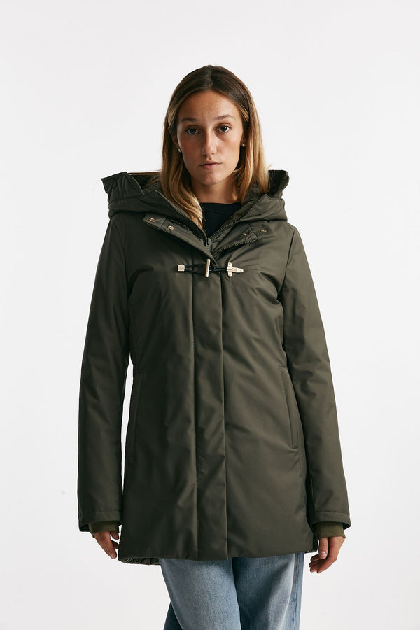 giaccone toggle in gabardina tecnica verde militare women Fay