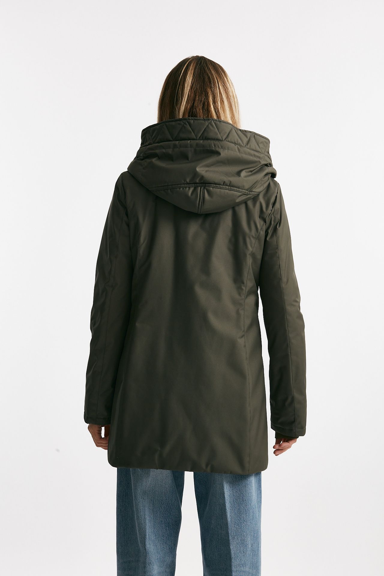 giaccone toggle in gabardina tecnica verde militare women Fay - 3