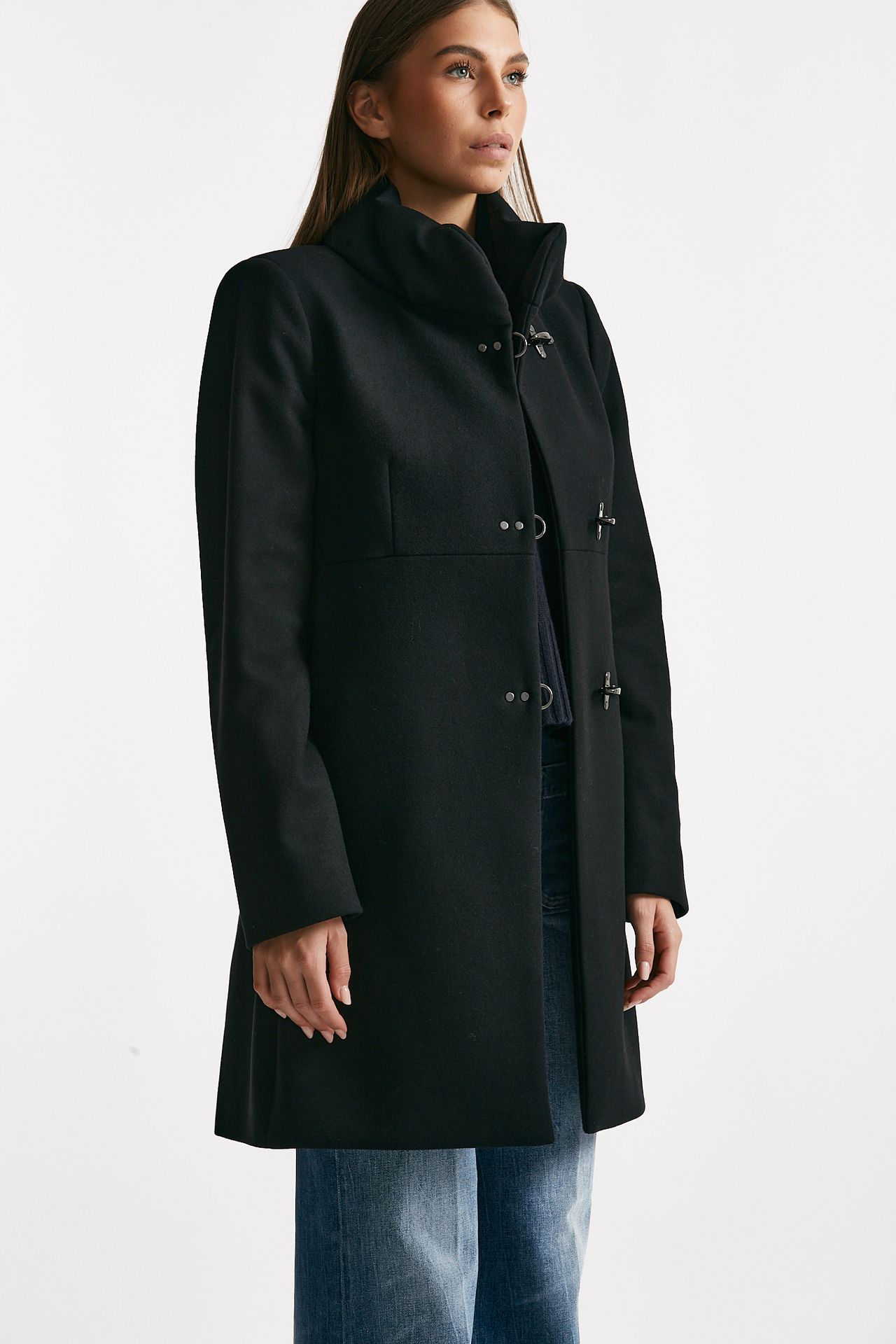 cappotto romantic in soffice panno nero women Fay - 2