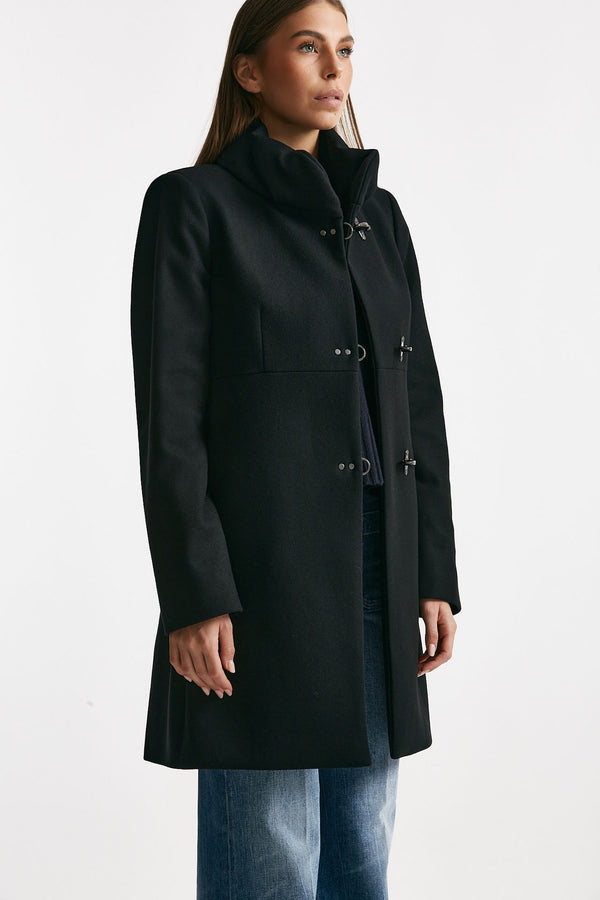 cappotto romantic in soffice panno nero women Fay