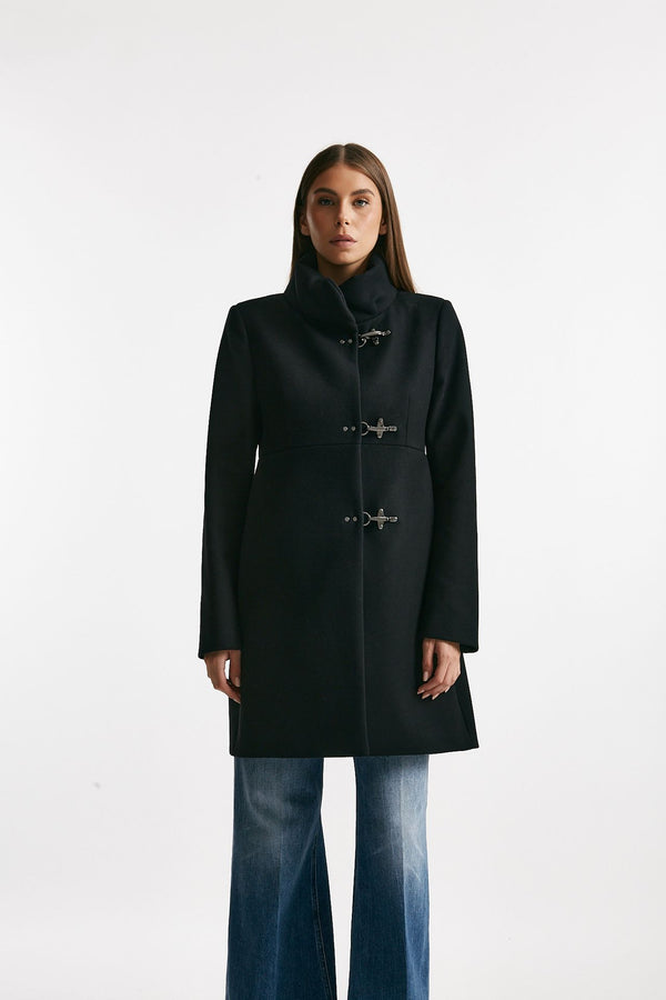 cappotto romantic in soffice panno nero women Fay