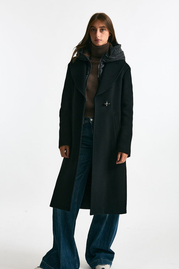 Cappotto double front in lana e cashmere nero women Fay