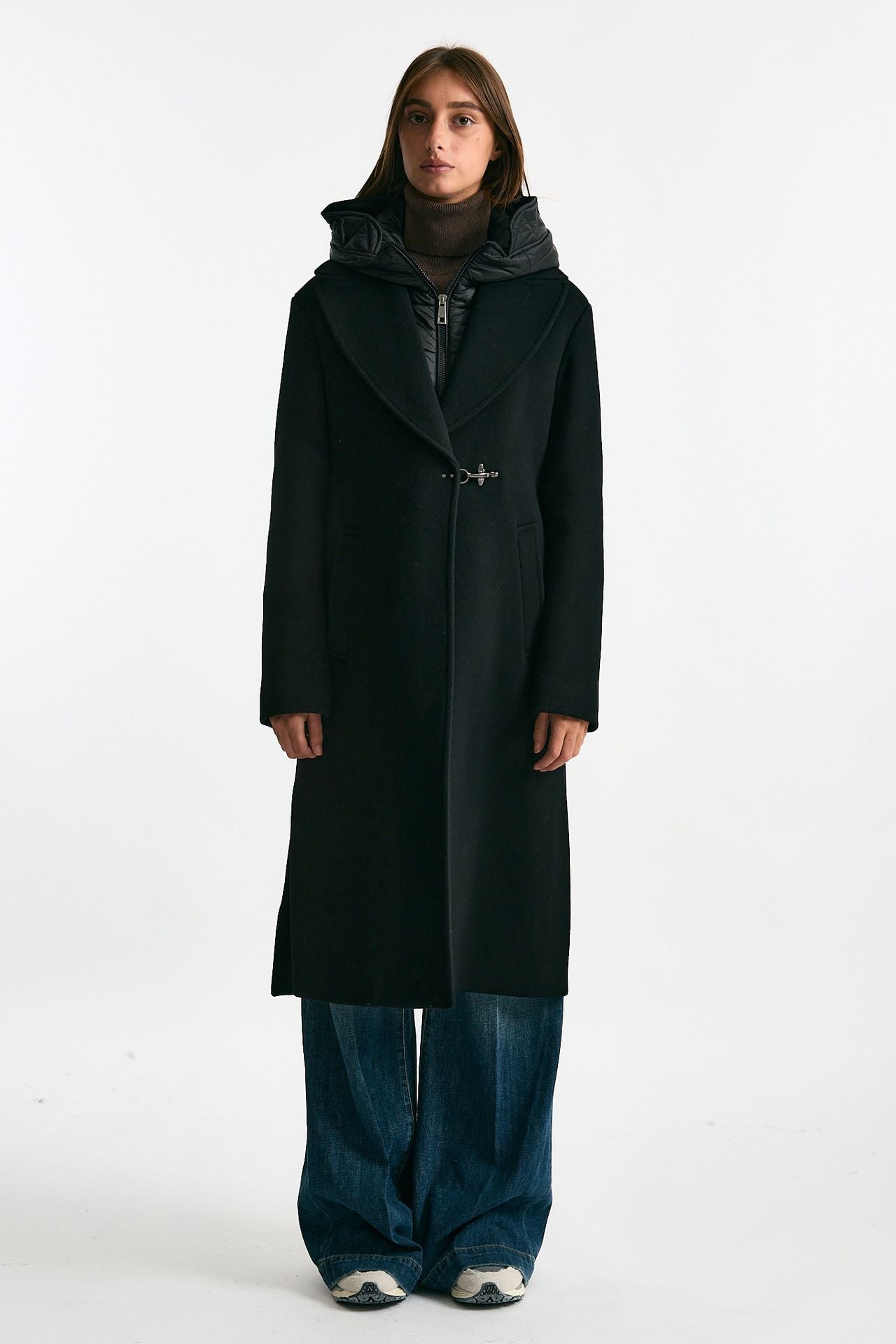 Cappotto double front in lana e cashmere nero women Fay - 4