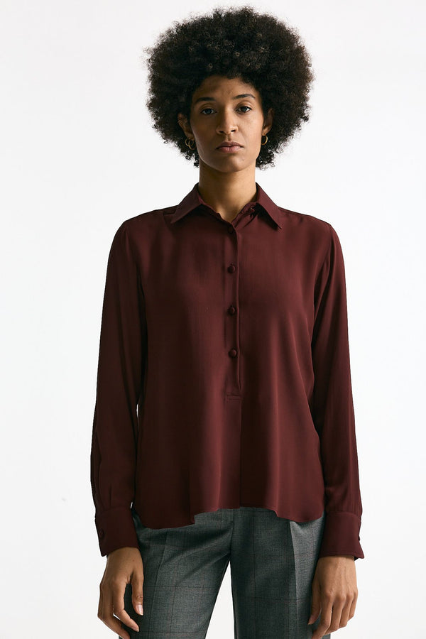 Camicia serafino misto seta bordeaux women Grifoni