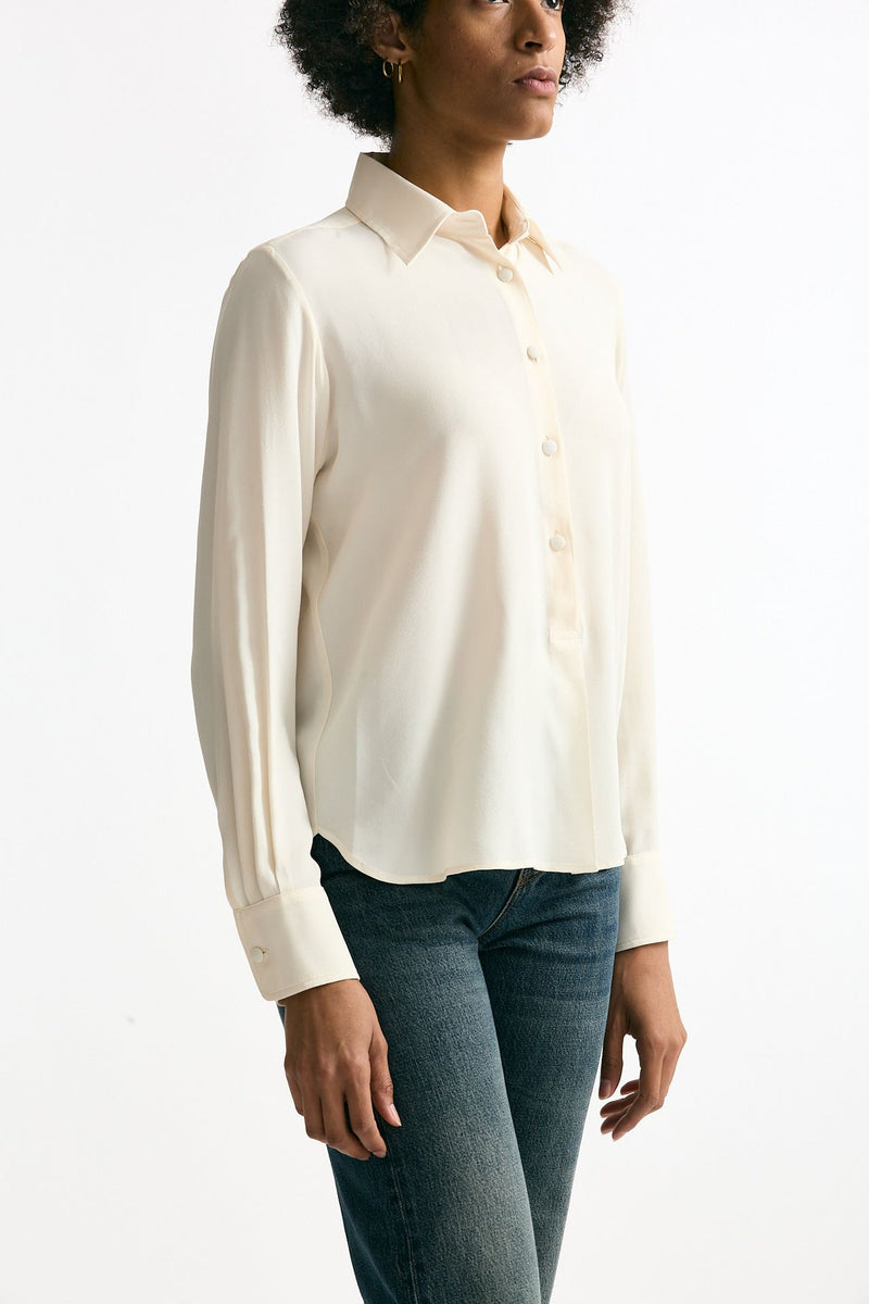 Camicia serafino misto seta crema women Grifoni - 3