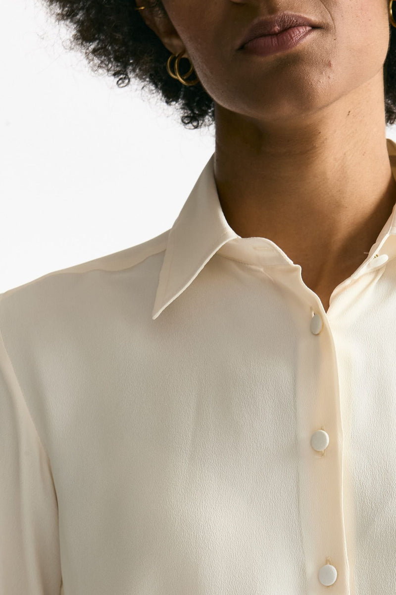 Camicia serafino misto seta crema women Grifoni - 5
