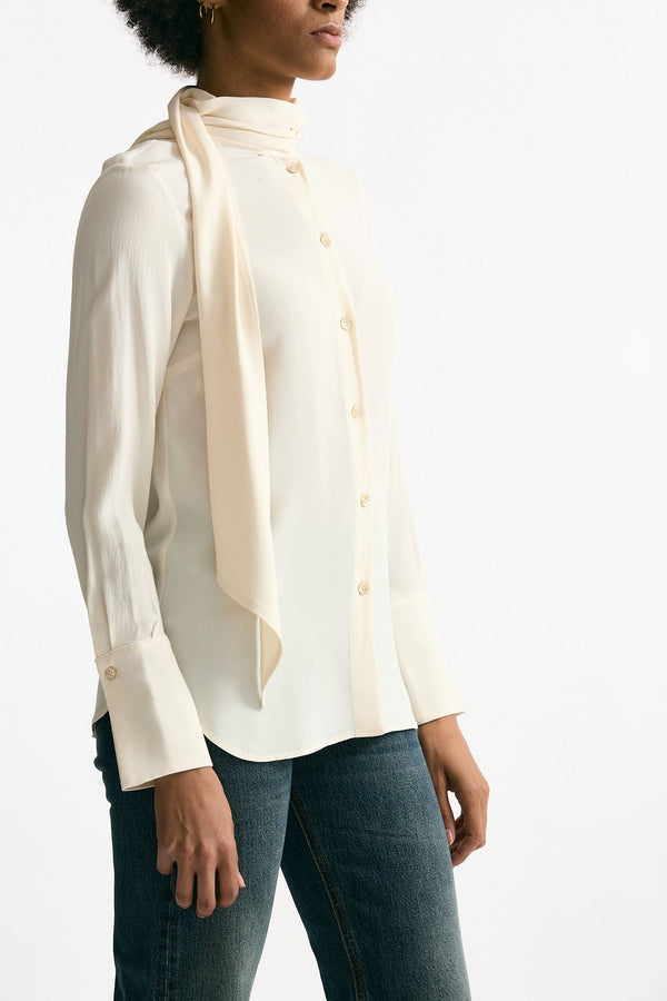 Camicia in misto seta crema women Grifoni