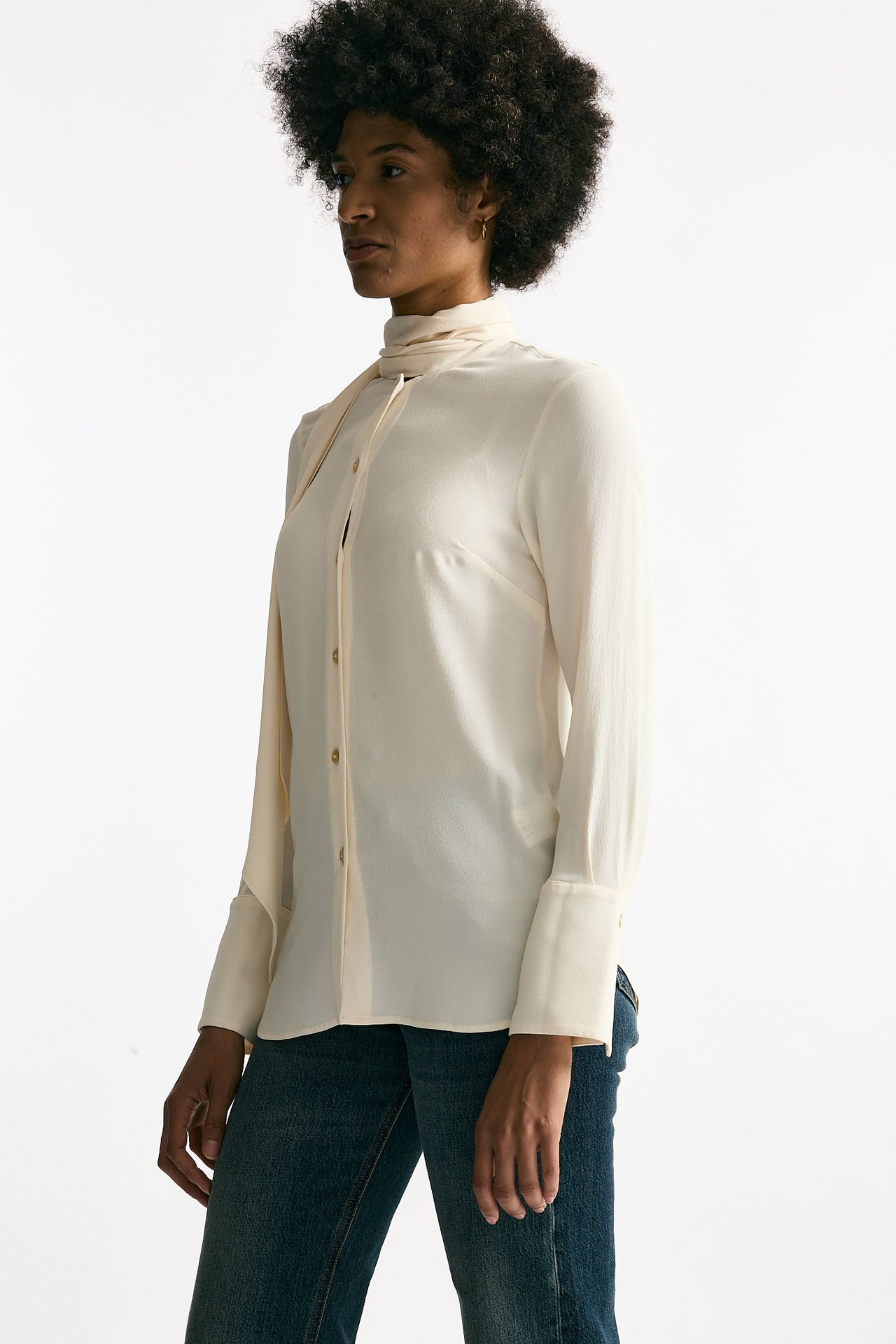 Camicia in misto seta crema women Grifoni - 4
