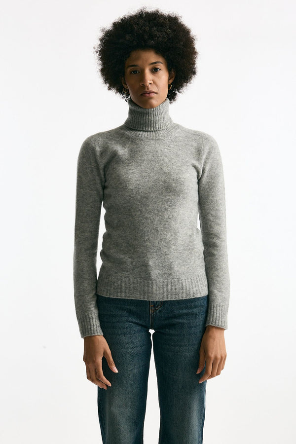 Dolcevita in cachemire e seta grigio melange women Grifoni