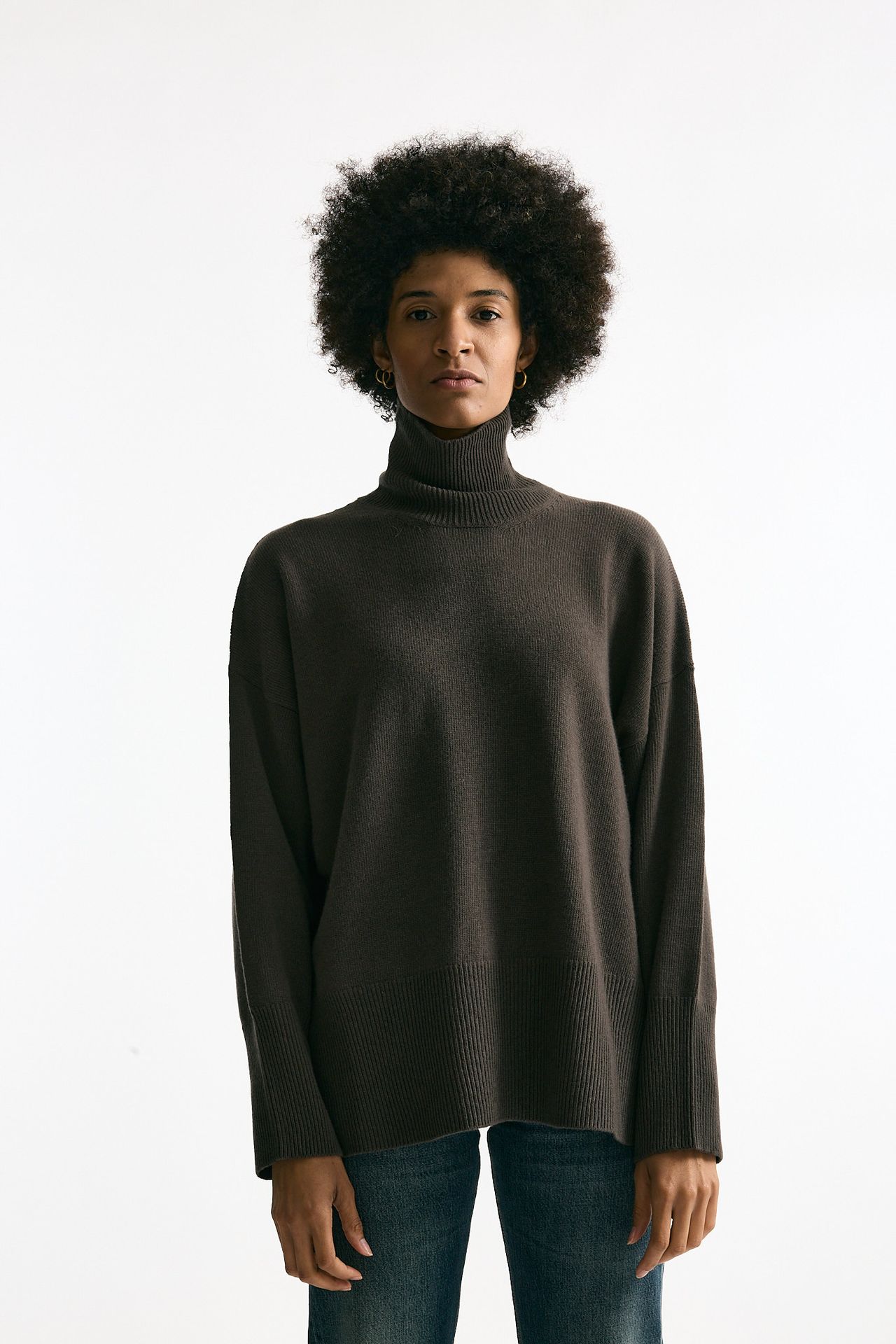 Maglia dolcevita over in lana fango women Grifoni - 1