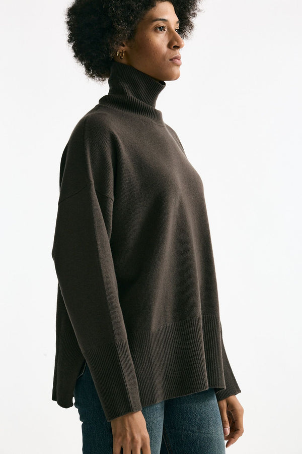 Maglia dolcevita over in lana fango women Grifoni