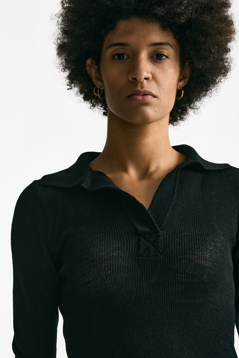 Maglia serafino in lana nero women Grifoni - 5